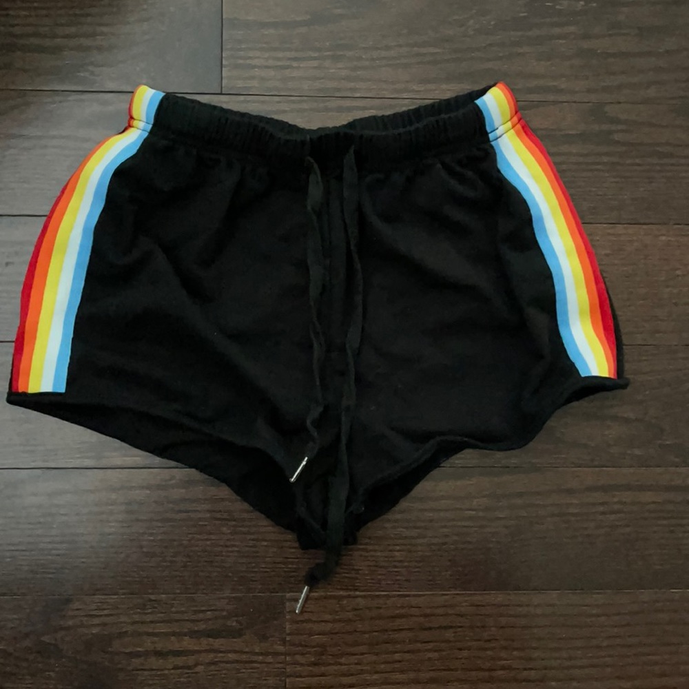 Black shorts with rainbow accent